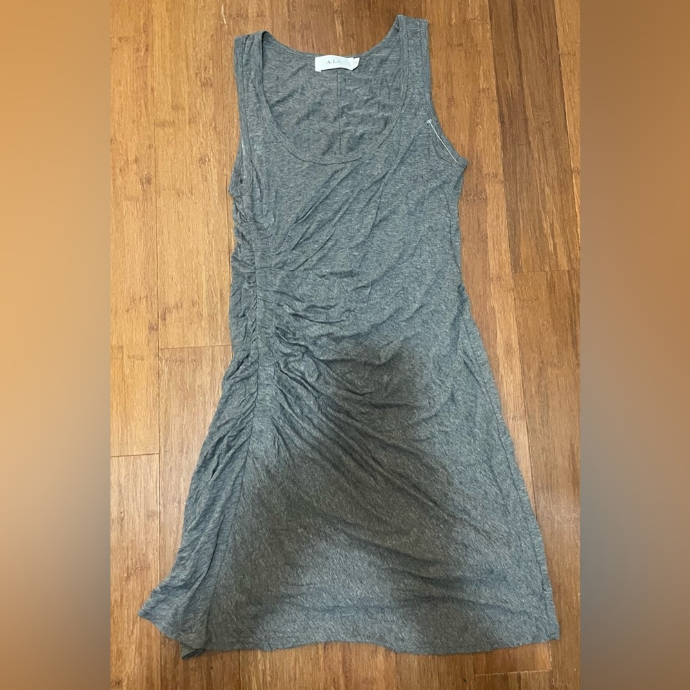 A.L.C. Dress Gray Soft Ruched Tank XS Sheath Stretch